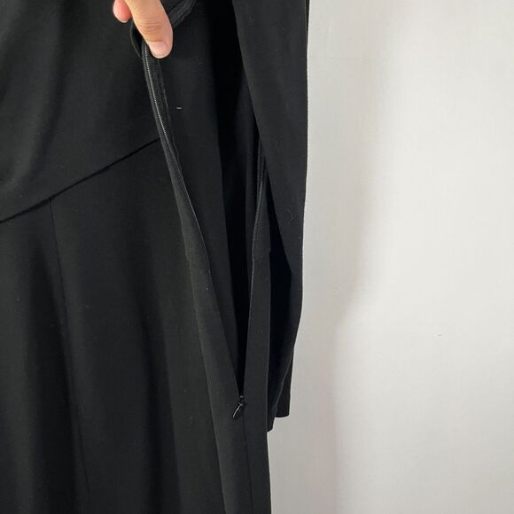 Lafayette 148 Midi Dress Black Size‎ 14 Black Ruched Classic Neutral Capsule - Picture 7 of 10